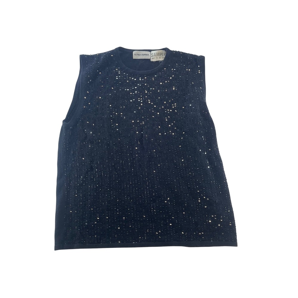 XS Alfred Dunner Women Black Sequin Sleeveless Top Sample Size Not For Resale